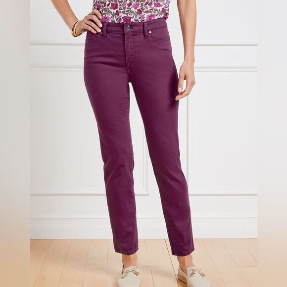 Talbots Pink Boyfriend Jeans Flawless Five-Pocket Size 8 Stretch Cotton Blend - Picture 1 of 8